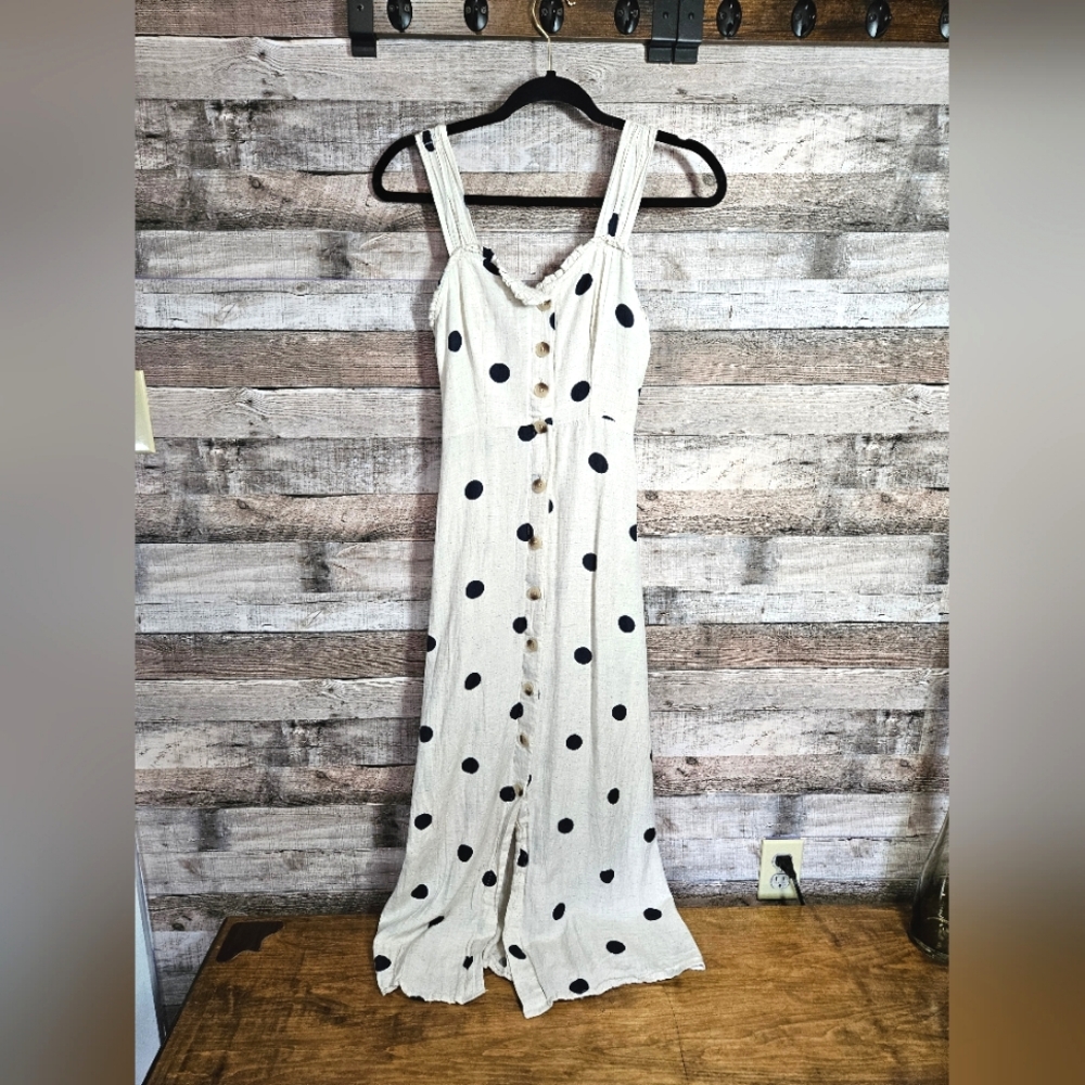 Sincerely Jules Dress Size Medium Sleeveless Vicose Cotton Linen Off White